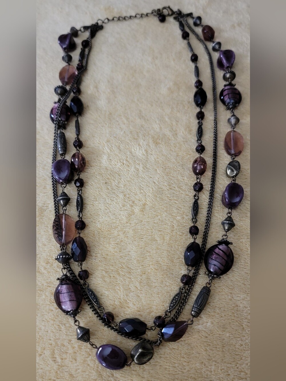 Purple Multi-Strand Beaded Necklace - Women Jewelry